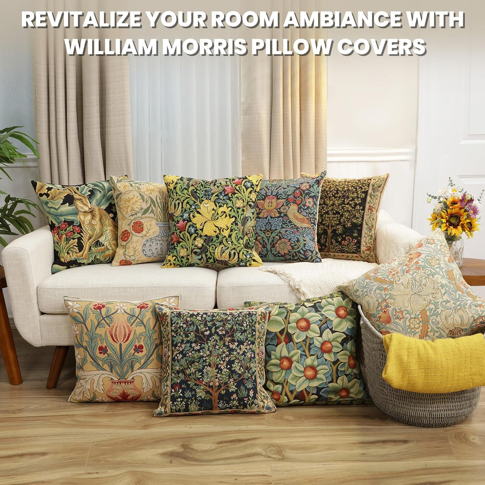 William Morris Yellow Rose Tapestry Throw Cotton Pillow Cover 18 x 18 in