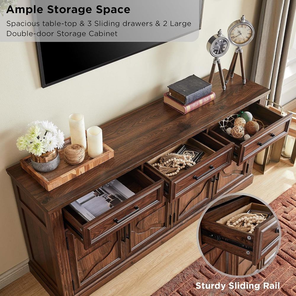 JXQTLINGMU 66" Farmhouse Buffet Cabinet with Storage, Sideboard Credenza...