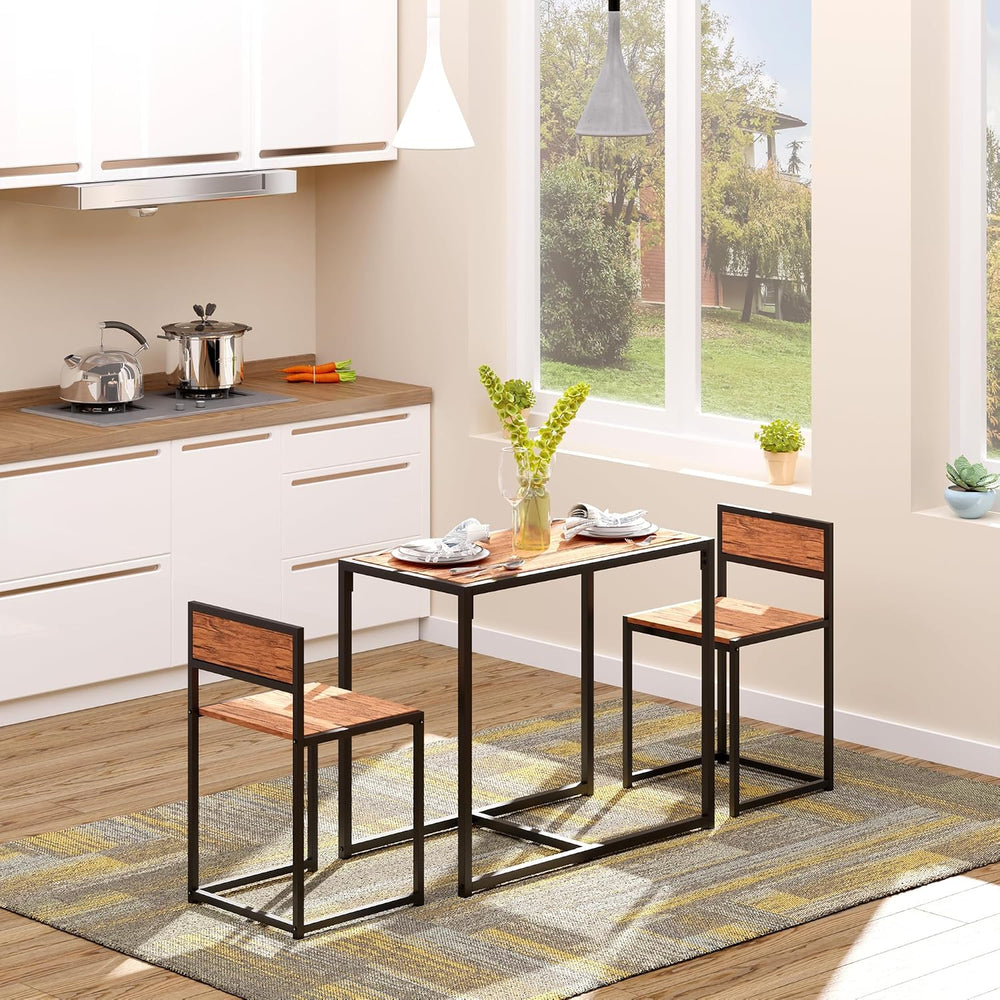 HOMCOM Small Dining Table Set for 2 Compact for Small Spaces, Rustic Brown