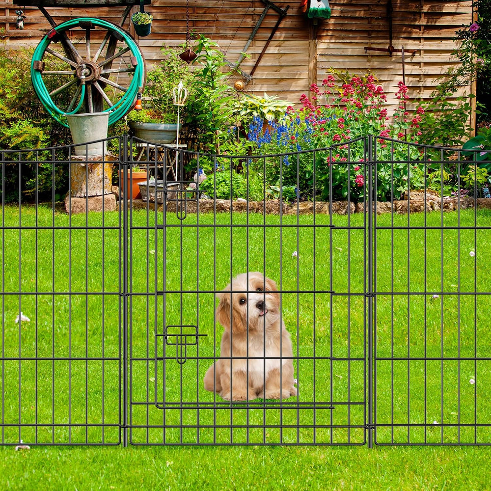 INJOPEXI Garden Fence 12 Panels 23.6ft (L)×30in (H) Decorative Metal Fences w...