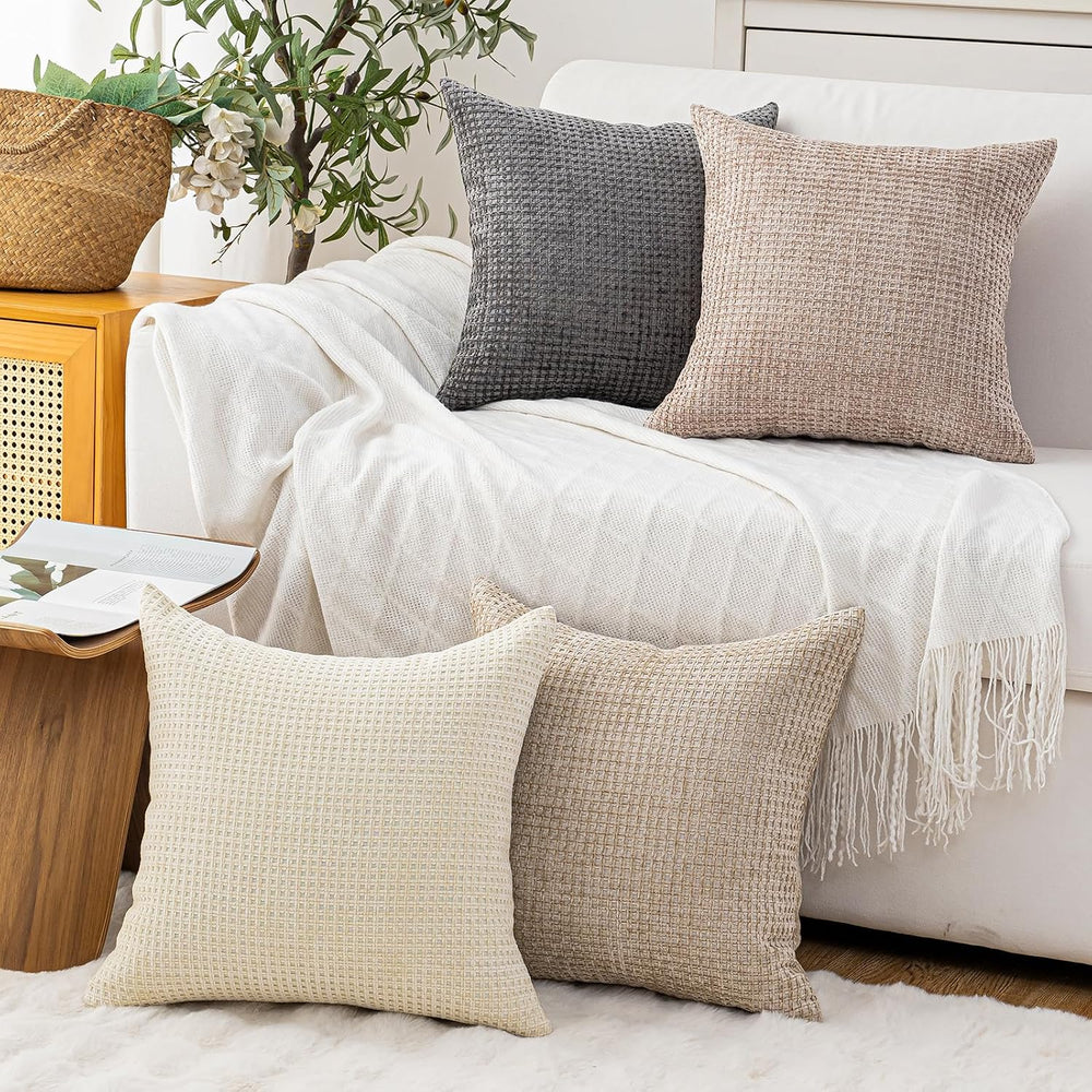 Pack of 4 Throw Pillow Covers 20x20” Boho Cushion Covers for Living Room