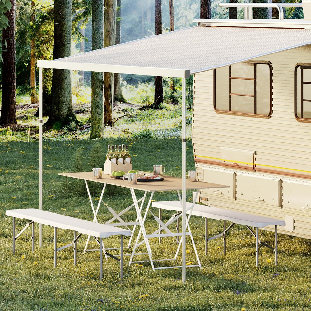 Portable Folding Bench 6 Foot, Plastic Foldable Bench, 2 Pack, White