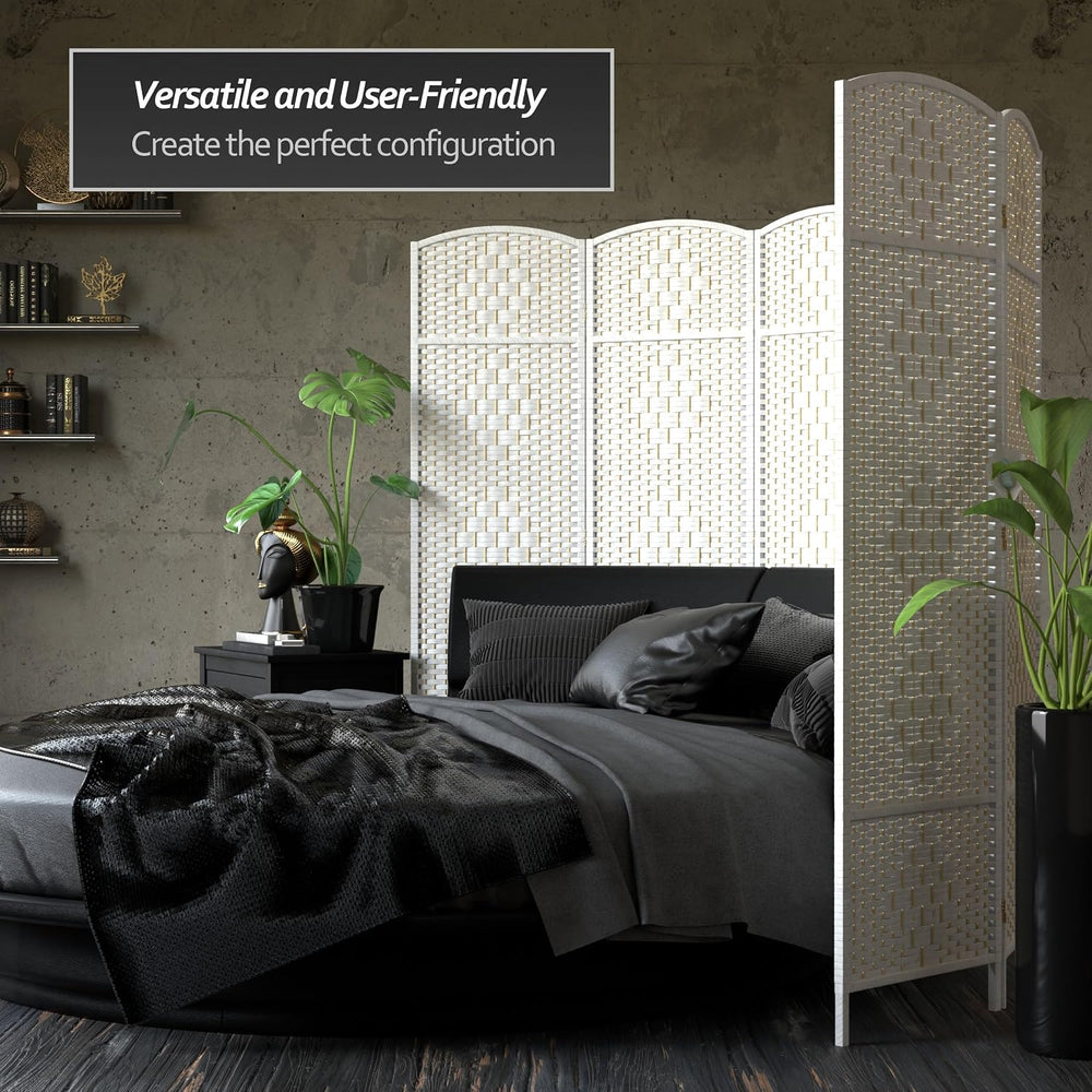 Red Lantern 6 ft. Tall Diamond Weave Fiber Room Divider - White - 3 Panel