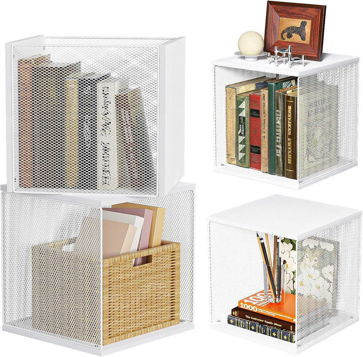 Dmevkic 2 Cube Organizer Bookshelves DIY Variable Stackable Cube Storage Organizer for Kid Bedroom,Living Room,Small Bookshelf White