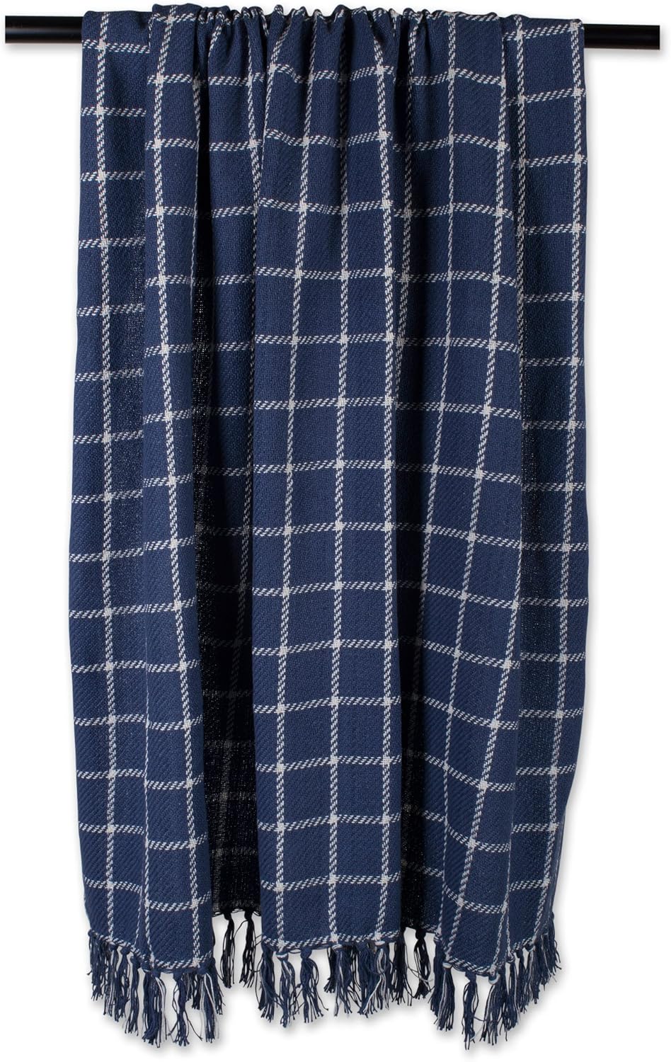 DII Transitional Checked Plaid Woven Throw, 50x60, French Blue