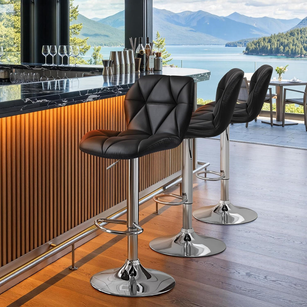 Yaheetech Bar Stools Set of 2 Adjustable Height Swivel Barstools Black