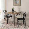 VECELO 3 Piece Small Dining Table Set for 2 with Upholstered Chairs, Brown
