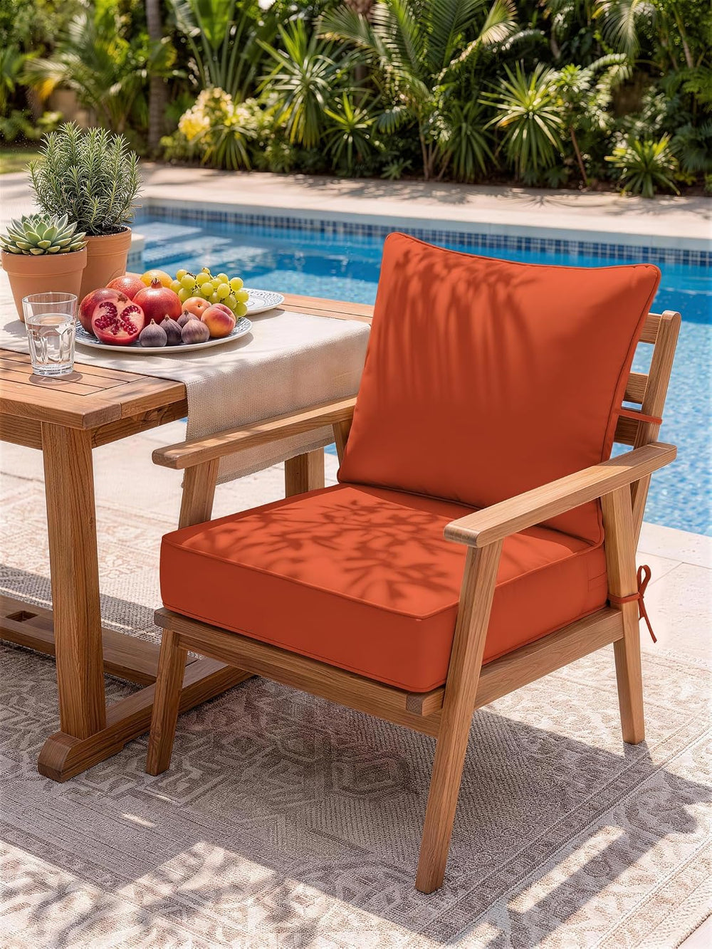 Outdoor Seat Chair Cushion Set of 1,22x24 Inch Waterproof Cushions