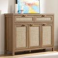 SICOTAS Rattan Sideboard Buffet Cabinet with Storage, Boho Credenza Accent
