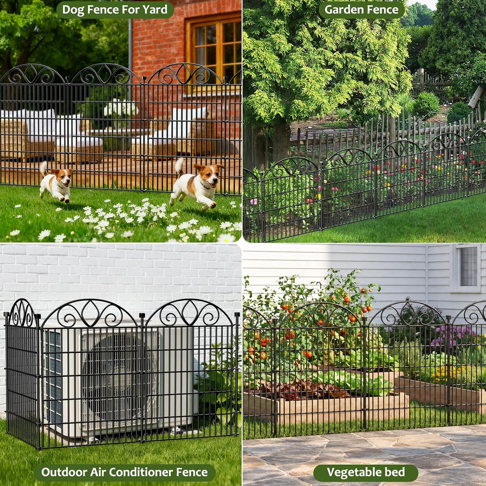 No Dig Garden Fence with Gate, Outdoor Dog Fence for Yard, 44in, 10Panels