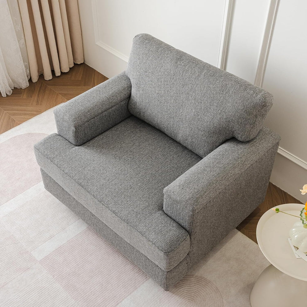Rexulqo Oversized Accent Chair with Armrest Organizer,Chenille,Dark Gray