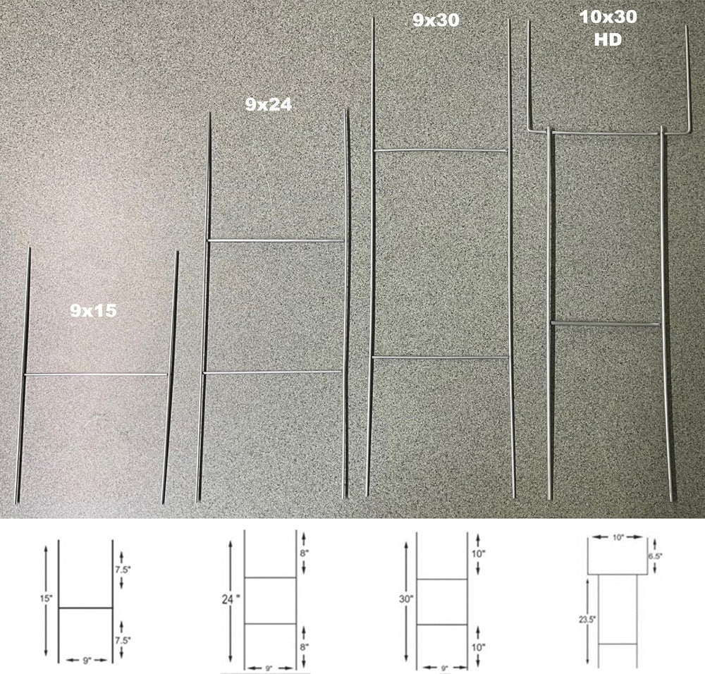Yard Sign Stakes, 24 inch Standard Size H Stakes, American Made, Overlap Weld...