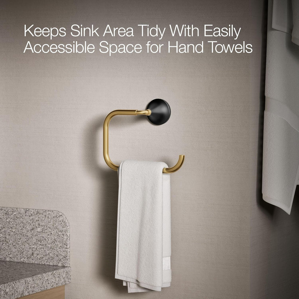 Kohler 27428-BMB Tone-Towel Ring, Matte Black w/Moderne Brass