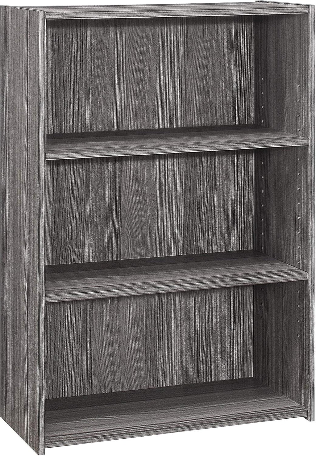 Monarch Specialties I BOOKCASE-36 H/Grey with 3 Shelves Bookcase, Gray