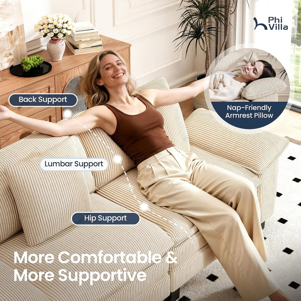 PHI VILLA 2-Piece Modular Loveseat Couch & 3-Seat Sectional Sofa Set