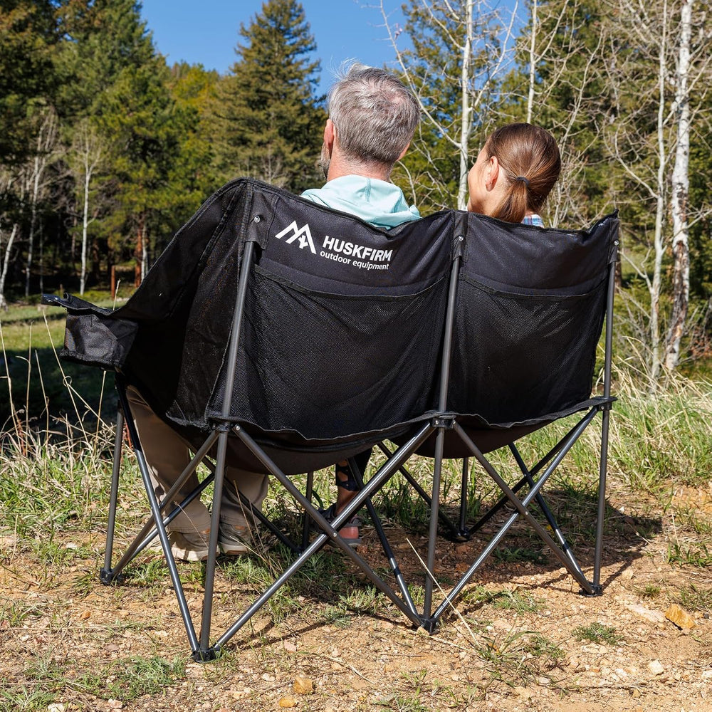 Oversized Double Camping Chairs for Adults, 2 Person Camping Chair, Black