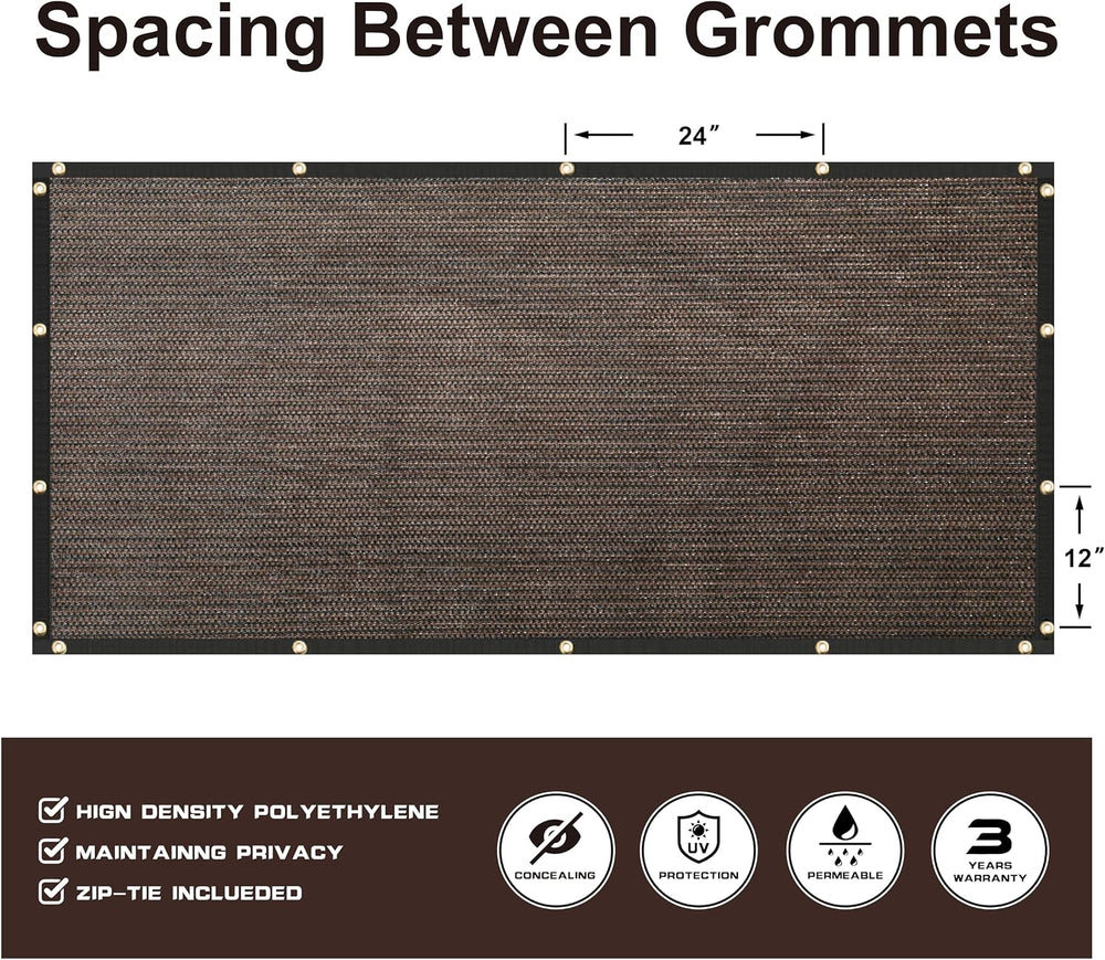 Customized 7' x 24' Brown Fence Privacy Screen,with Bindings & Gr...