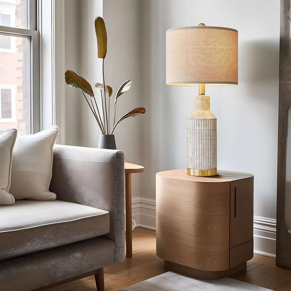 USumkky 25" Modern Ceramic Lamps Single Table Lamp for Living Room Bedro...