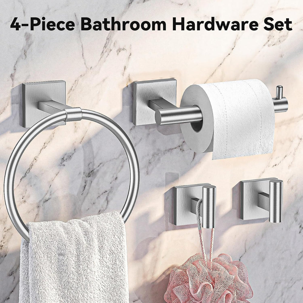 4-Piece Towel Holder Set, Brushed Nickel Bathroom Accessories Set
