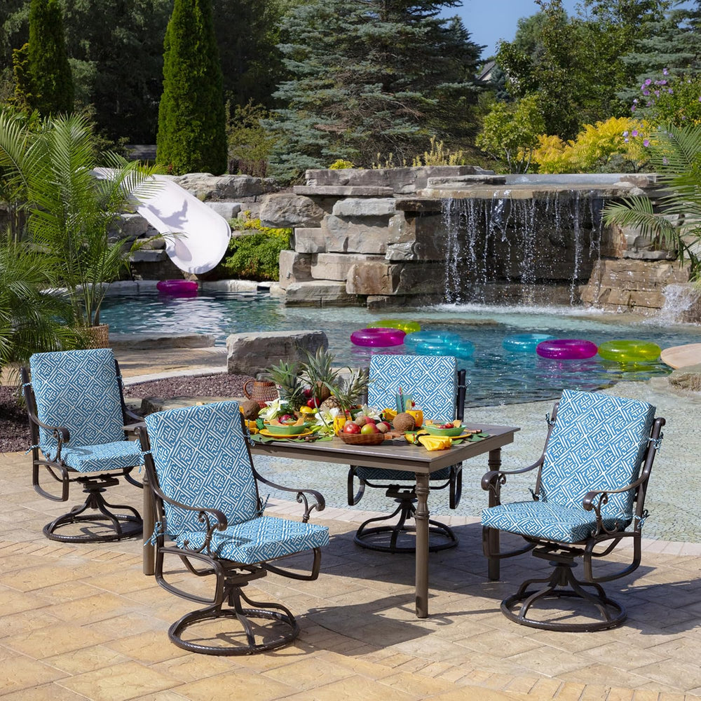 Arden Outdoor Midback Chair Cushion, 18x36.5, Amalfi Blue Tile