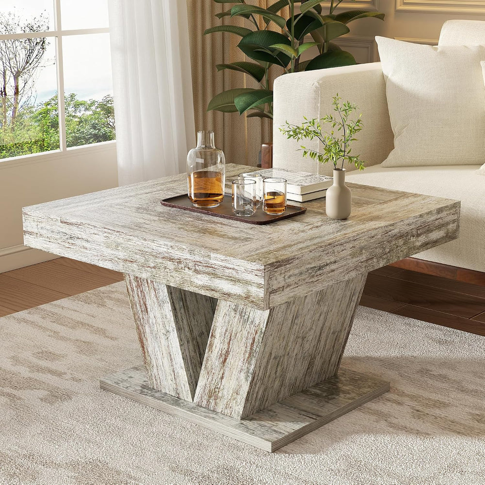 Square Wood Coffee Table 31.5 Inch, White