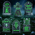 6pcs Solar Glow in the Dark Grave Halloween Decor Tombstone Yard Sign Stake