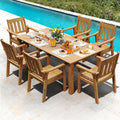 YEFU 7-Piece Patio Table Set, All-Weather HIPS, Metal Aluminum Frame, Teak