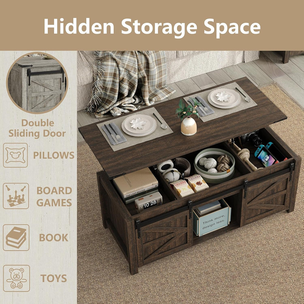 Furnihold 47.3'' Lift Top Coffee Table Rectangle Farmhouse Coffee Tab...