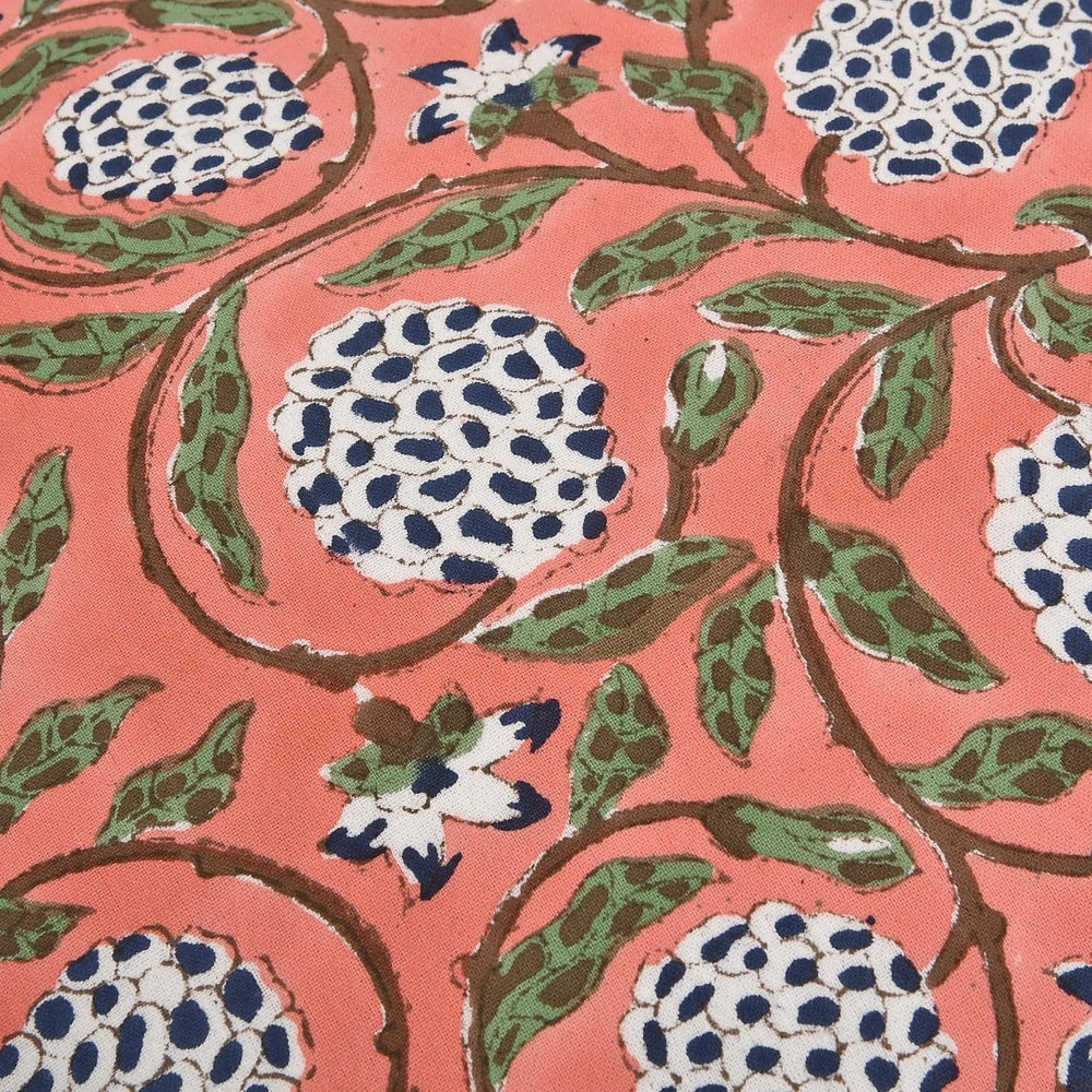 Ridhi Dark Salmon Pink Block Print Ruffle Pillow Covers 16x16 Inch Set of 2