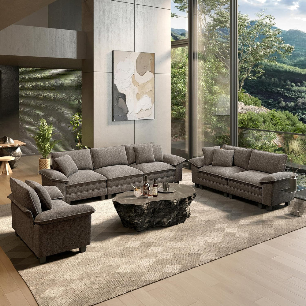 HERA'S HOUSE 3 Pieces Modular Sectional Couch Set with Armchair Loveseat