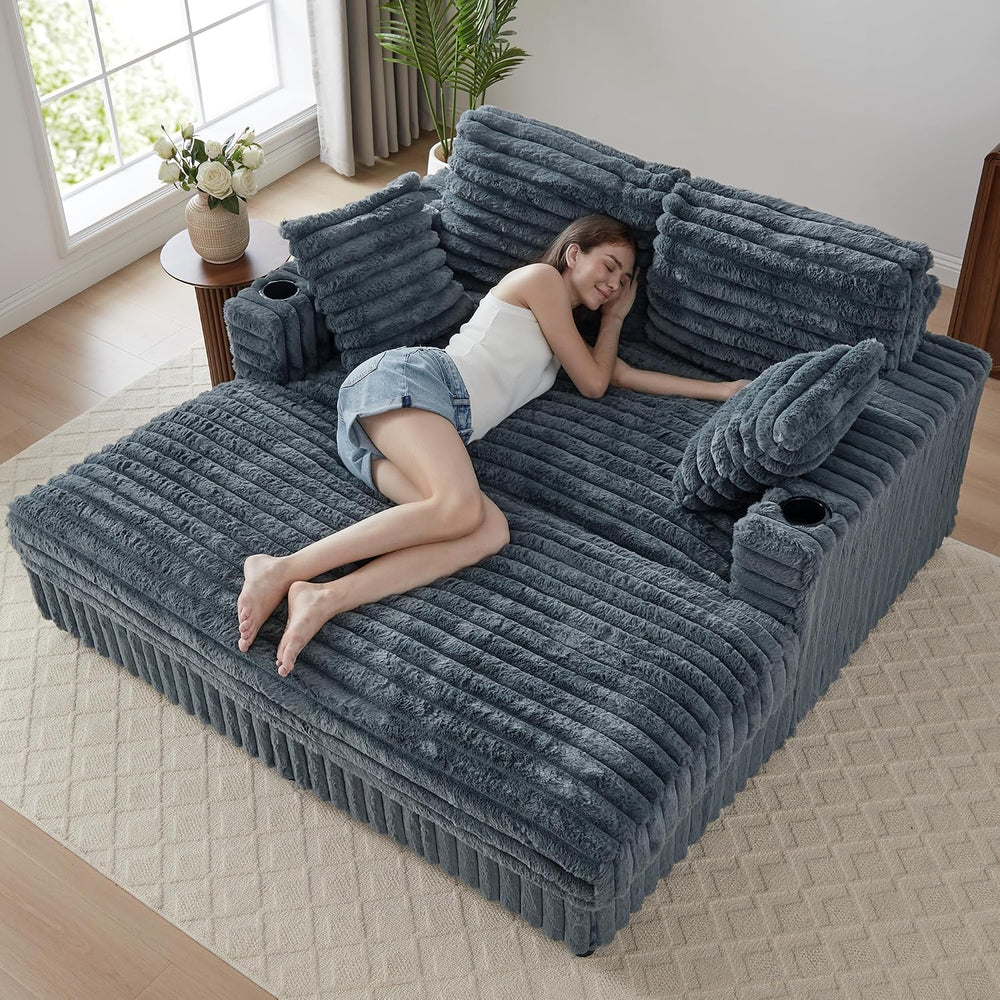RARZOE 60.43'' Oversized Chaise Lounge Chair Indoor, Grey