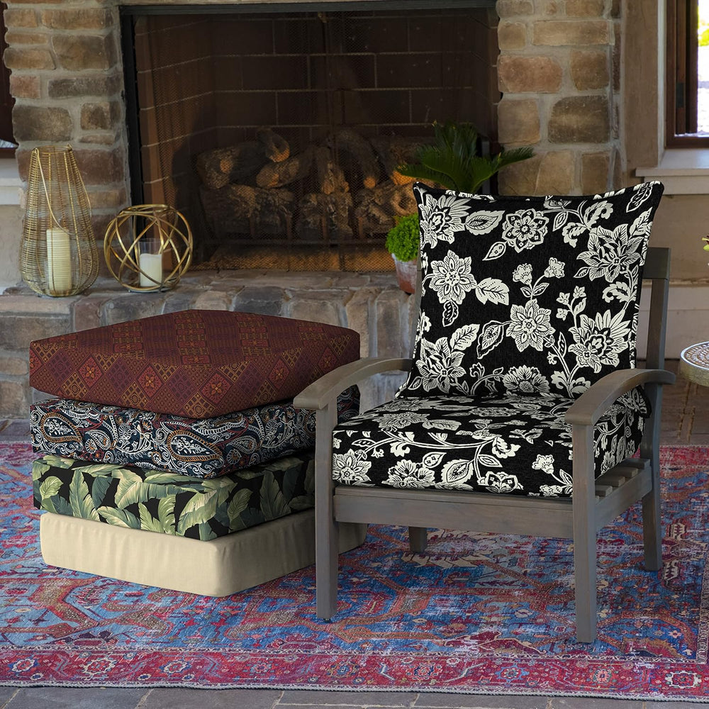 Arden Outdoor Deep Seat Cushion Set, 4-Pack, 22x24, Black Jacobean