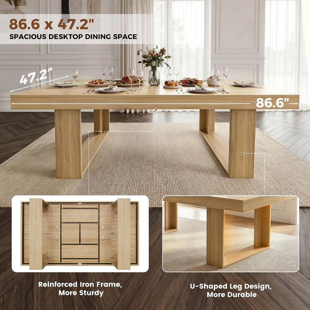 Miereirl 9-Piece Modern Farmhouse Dining Table Set, 86.6" x 47.2" S...