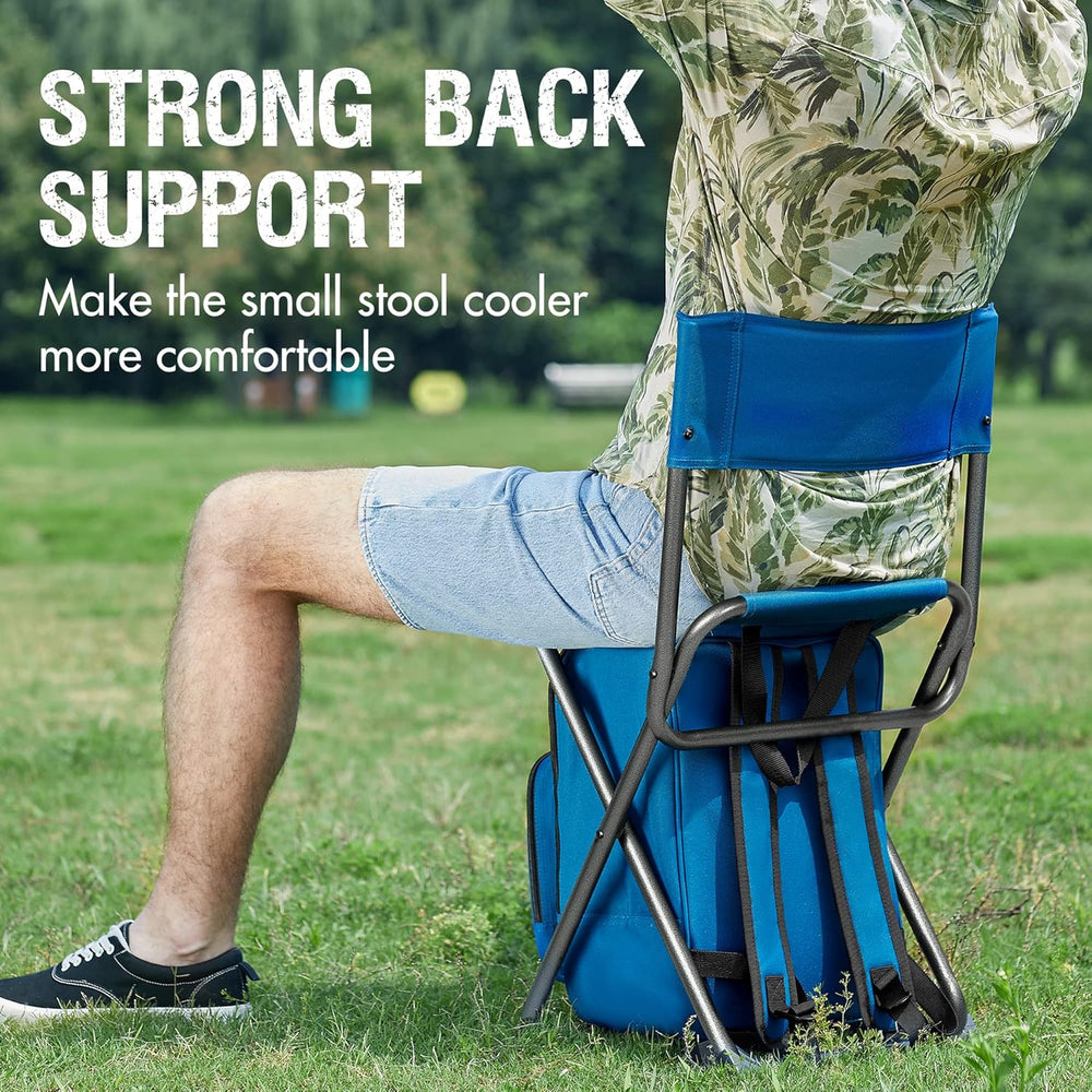 Portal Backpack Cooler Chair with Backrest, Portable Folding Stool