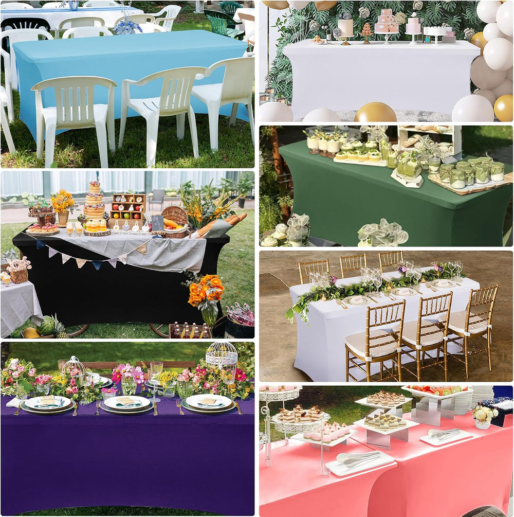 Obstal 6ft Stretch Spandex Table Cover - 4 Pack Universal Rectangular Fitted ...