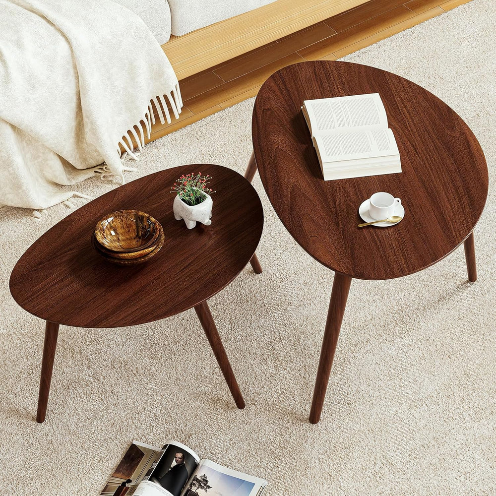 Small Oval Coffee Table, 25.6'' Small Mid Century Modern End Table fo...