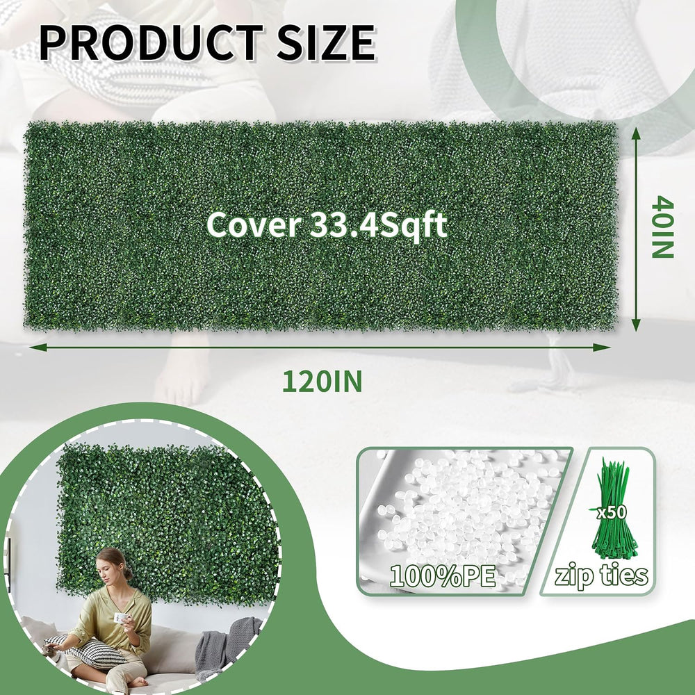 Naaquqrtl Artificial Boxwood Grass Wall Roll, 40"x120" 1P (33.4 sqft)