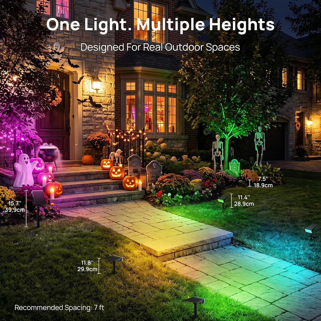 Consciot Smart Solar Spot Lights Outdoor, RGBTW Halloween Solar Lights