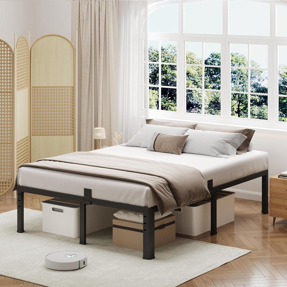 NKZ 20 Inch Queen Size Metal Platform Bed Frame with Round Corner Legs
