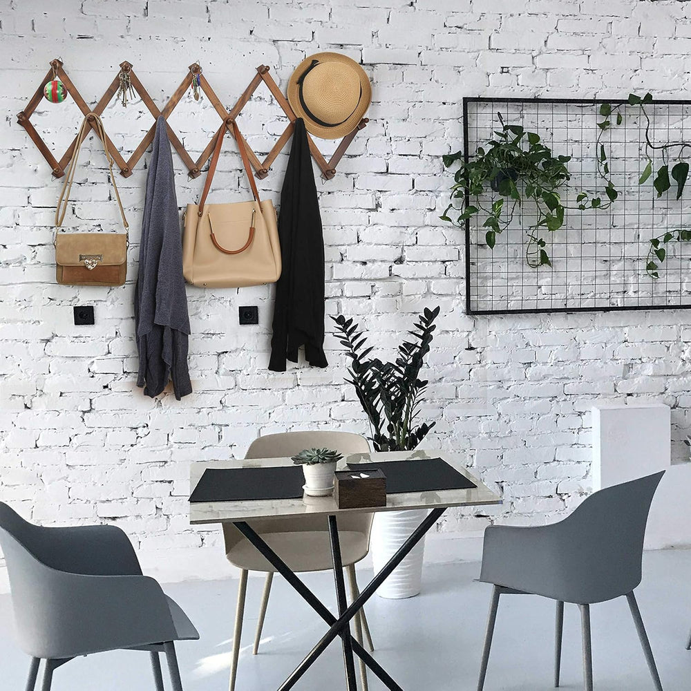 WEBI Accordion Wall Hanger, Wooden Coat Rack Wall Mounted, Hat & Cap Hook...