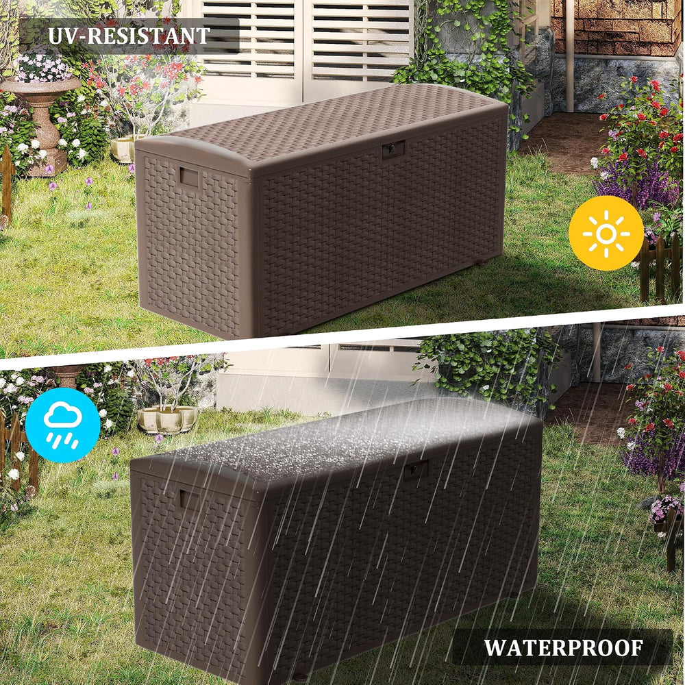 Outdoor Storage Box Waterproof, 180 Gallon Pro Lockable Resin Deck Box Large,...