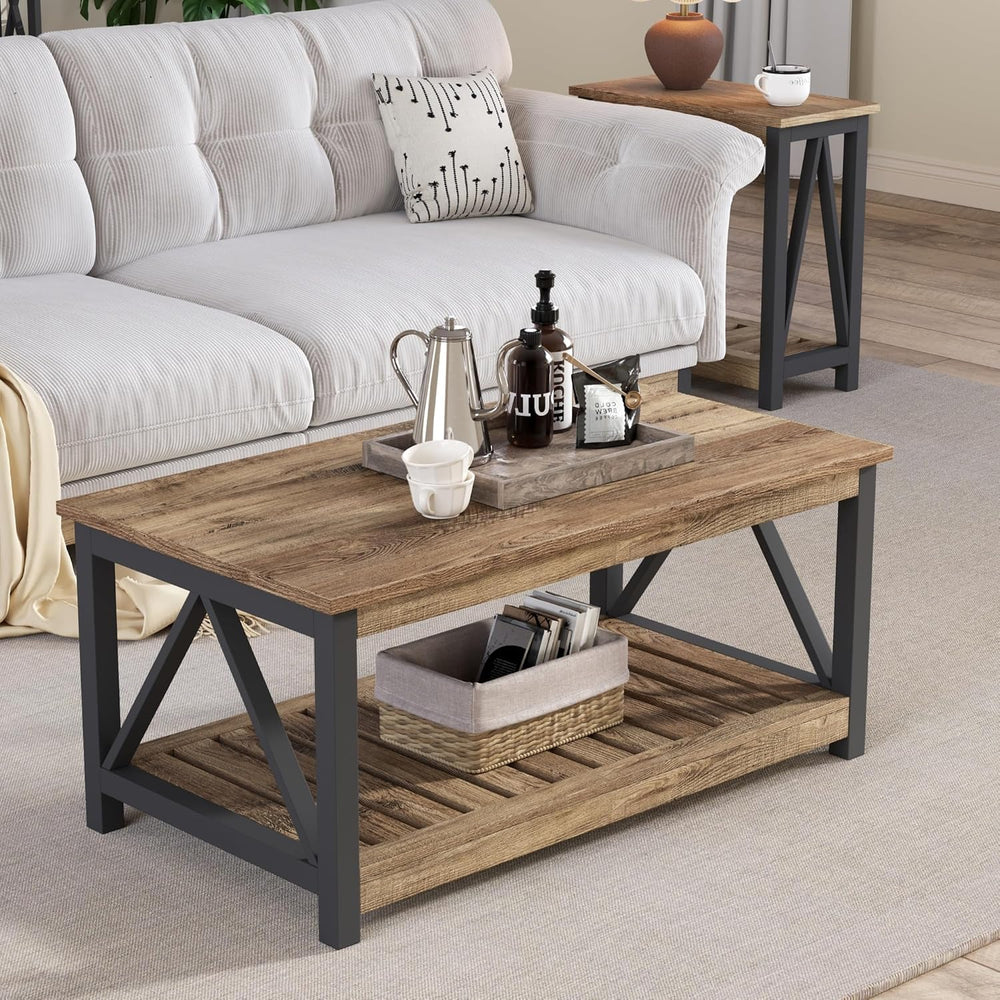 ChooChoo 40" Farmhouse Coffee Table with A-Frame Design for Living Room
