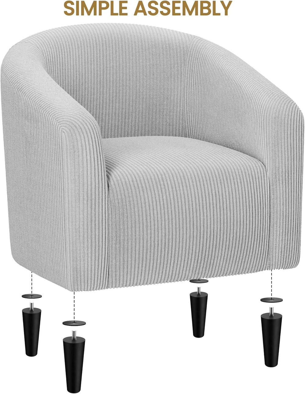 Yaheetech Compact Corduroy Accent Chairs Set of 2 for Bedroom, Light Gray