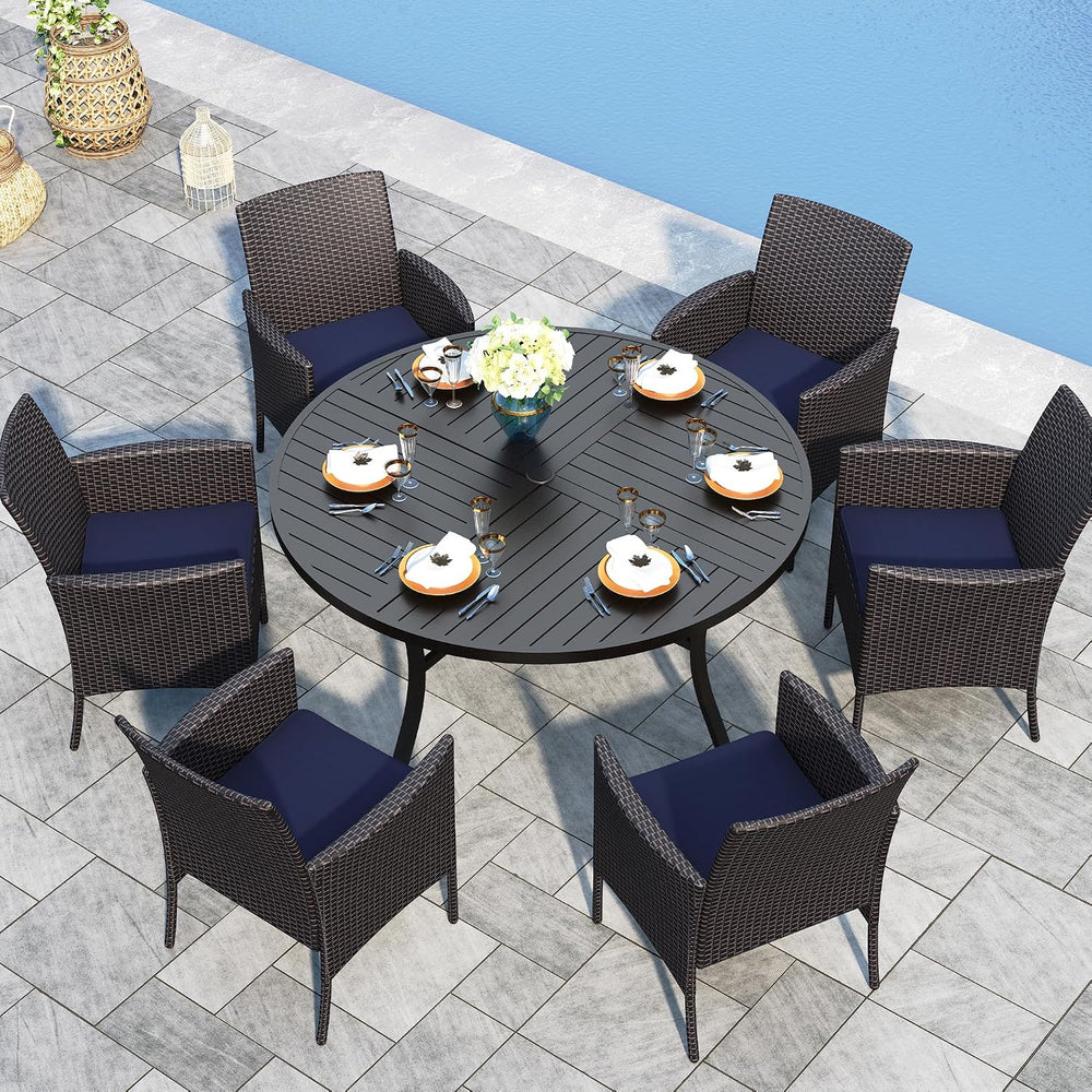 Sophia & William 7-Piece Patio Dining Set, Round Table, PE Wicker Chairs