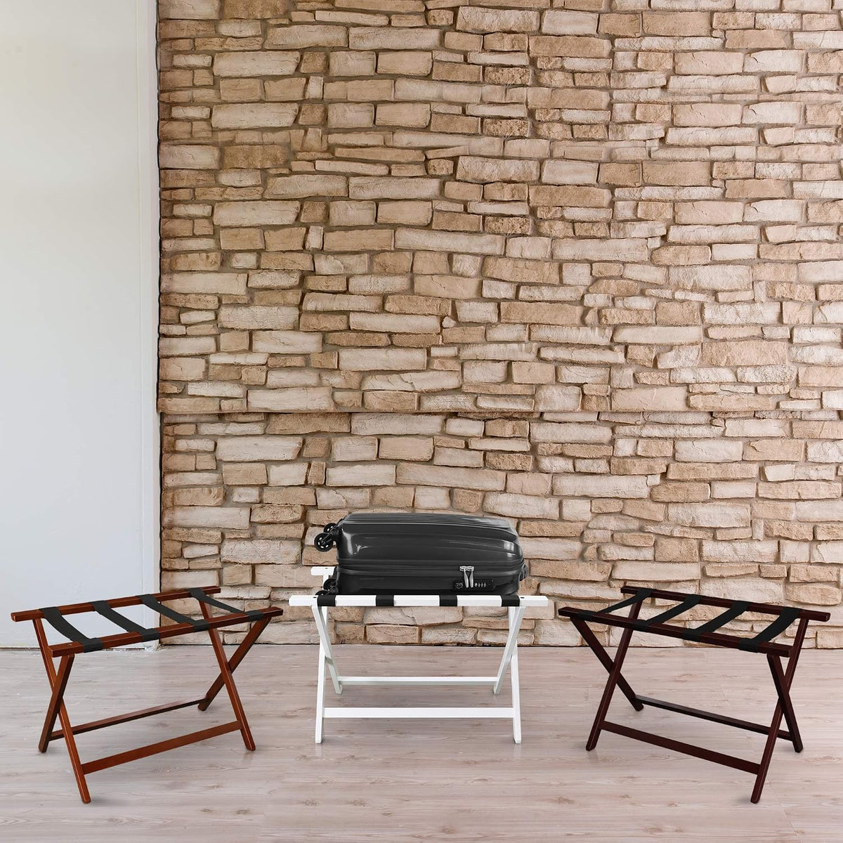 Heavy Duty 30" Extra Wide Luggage Rack - Walnut