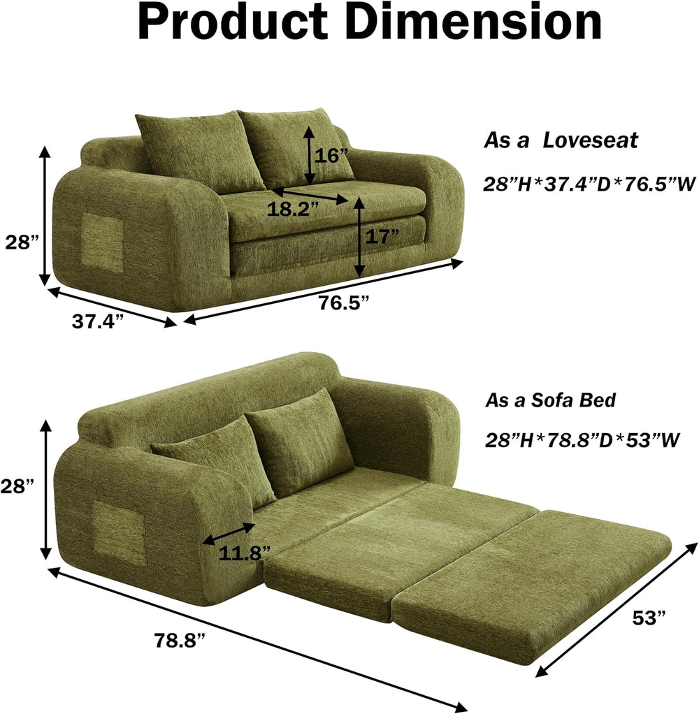 Fold Out Chair Bed, Folding Sofa Bed, 2 in 1 Convertible Sleeper Chair Bed fo...