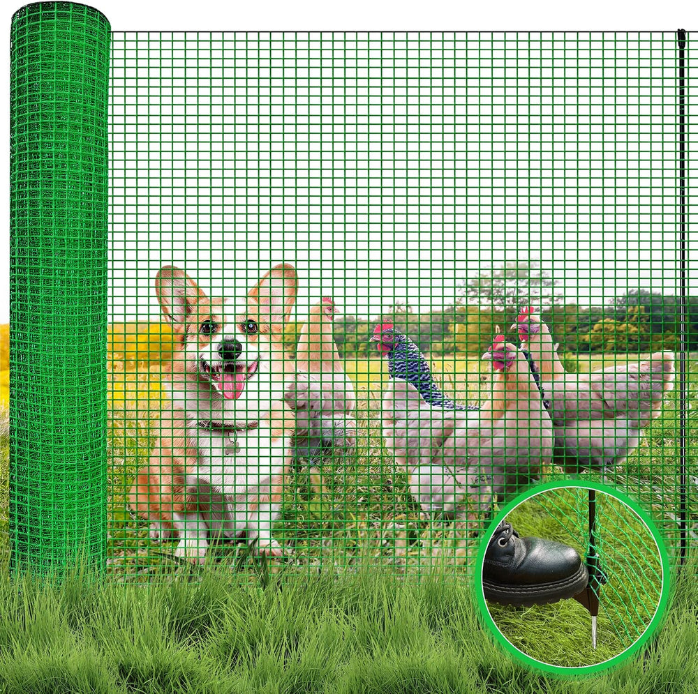 Temporary Fence with Step in Stakes,3‘x50‘ Safety Barrier for Dog Snow Plasti...