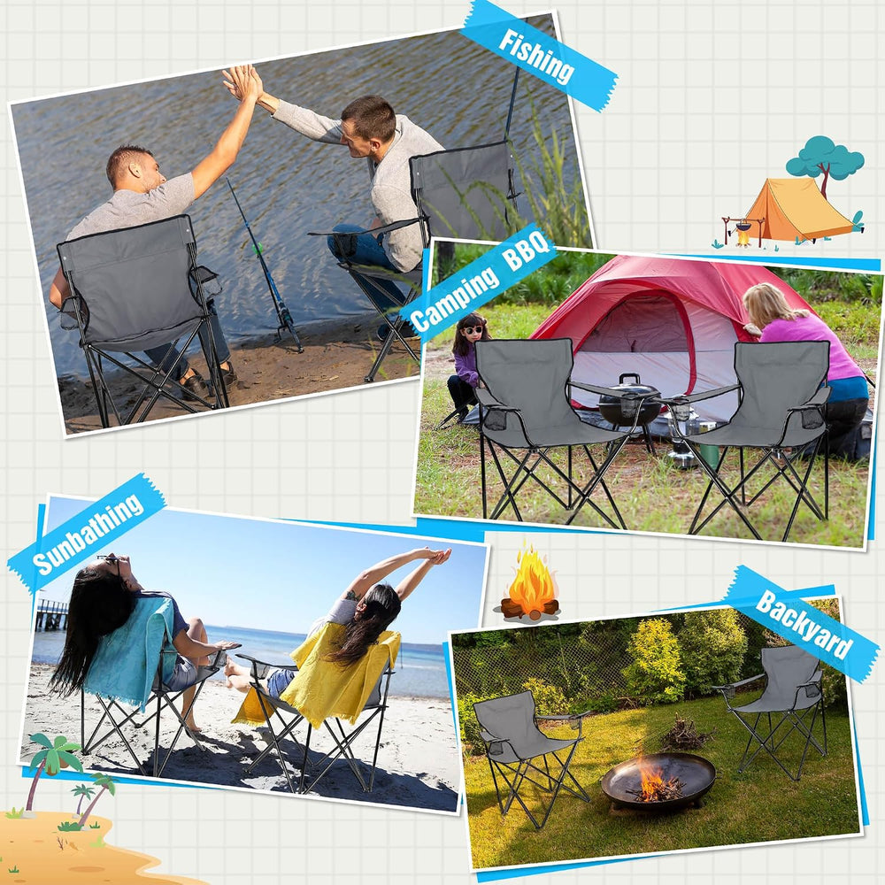 HaSteeL Camping Chair for Adults, Folding Beach Chair Set of 2, Large Foldabl...