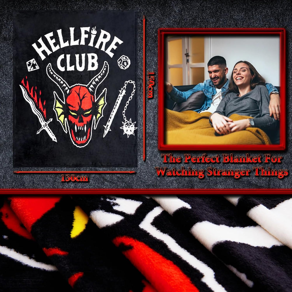 Stranger Things Blanket Throw Bedroom Accessories Fleece Blanket, Hellfire Cl...