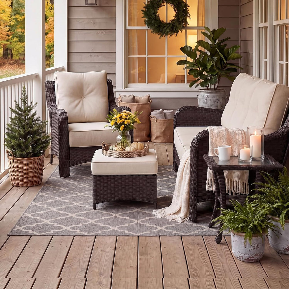 LayinSun 3 Piece Wicker Outdoor Furniture Set with 6-inch Comfy Cushions